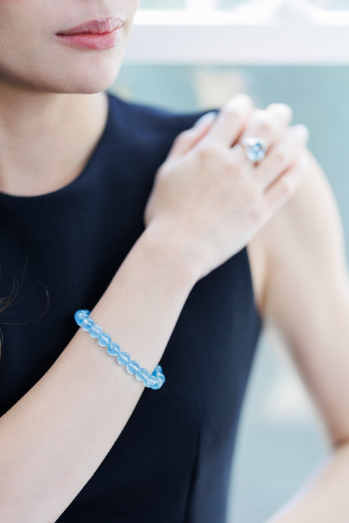 Aquamarine Bead Bracelet
