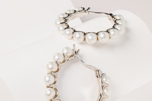 Pearl Crescent Hoops