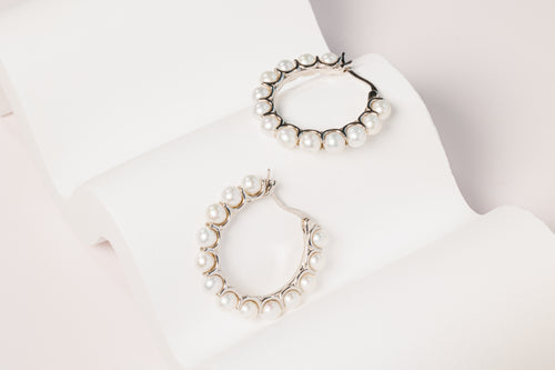 Pearl Crescent Hoops