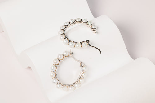 Pearl Crescent Hoops