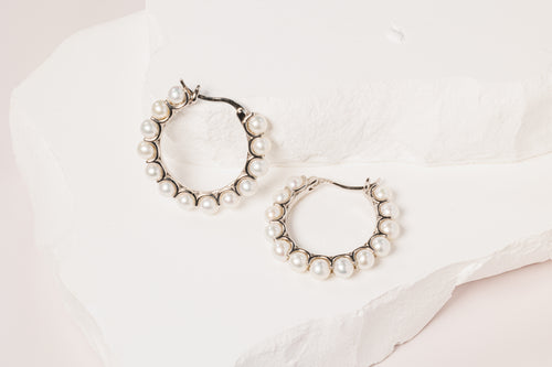 Pearl Crescent Hoops