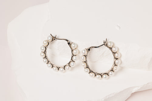Pearl Crescent Hoops