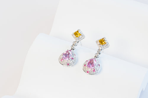 Sunset Elegance Diamond and Sapphire Earrings