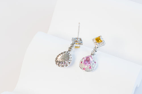Sunset Elegance Diamond and Sapphire Earrings