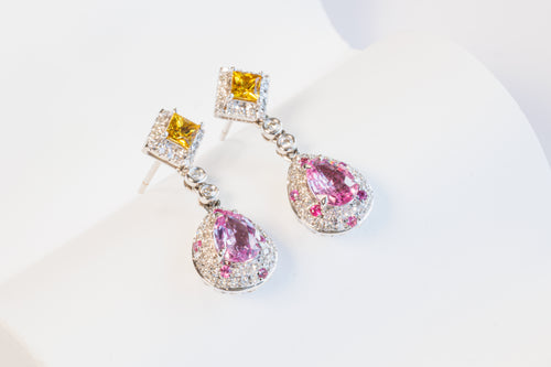 Sunset Elegance Diamond and Sapphire Earrings