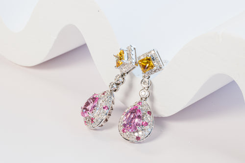 Sunset Elegance Diamond and Sapphire Earrings