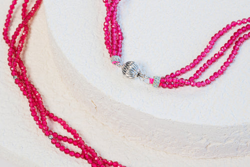 Radiant Spinel Triple Strand Necklace