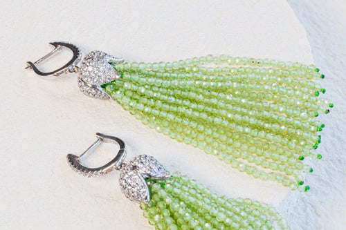 Peridot Tassel earrings