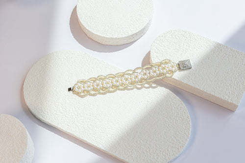 Golden Weave Pearl Bracelet