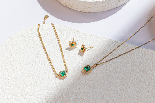 Emerald Gold Earrings