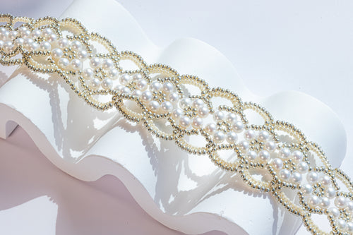 Golden Weave Pearl Bracelet