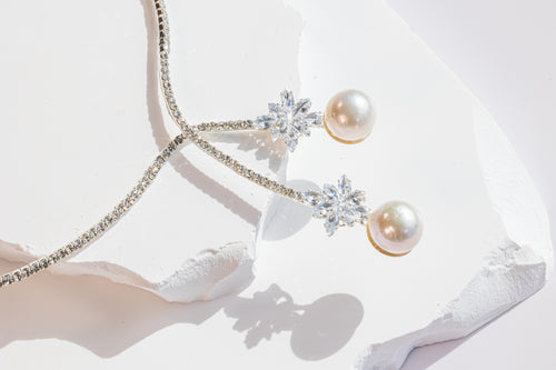 Pearl & Zircon Lariat Necklace