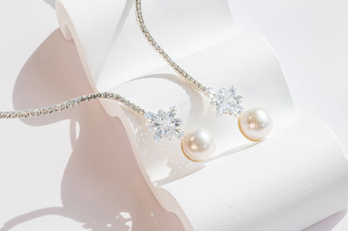 Pearl & Zircon Lariat Necklace