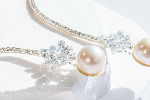 Pearl & Zircon Lariat Necklace