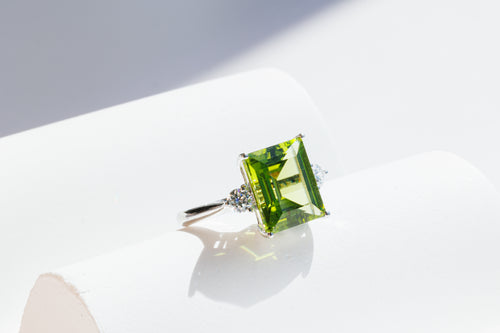 Peridot Ring - Emerald Cut