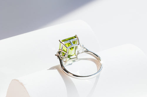 Peridot Ring - Emerald Cut