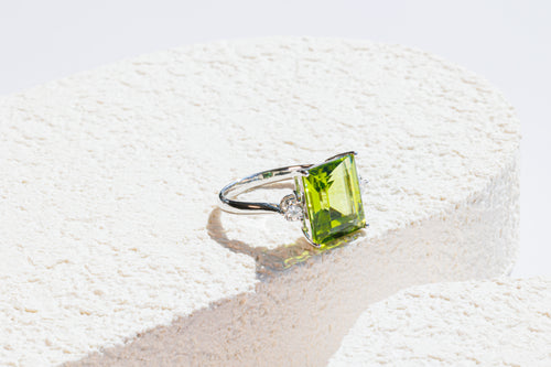 Peridot Ring - Emerald Cut