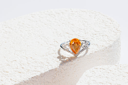 Sunset Majesty Orange Sapphire Crown Ring - 2.185ct