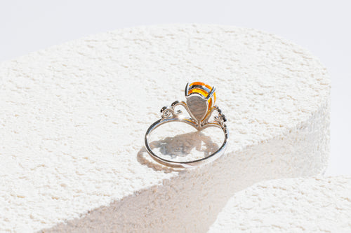 Sunset Majesty Orange Sapphire Crown Ring - 2.185ct