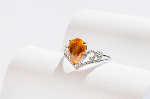 Sunset Majesty Orange Sapphire Crown Ring - 2.185ct