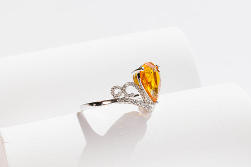 Sunset Majesty Orange Sapphire Crown Ring - 2.185ct
