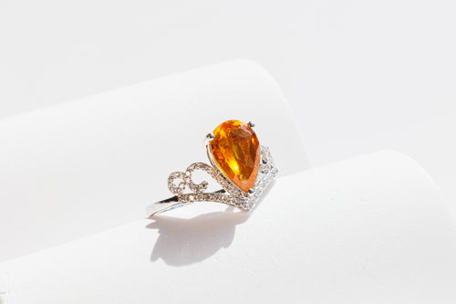 Sunset Majesty Orange Sapphire Crown Ring - 2.185ct