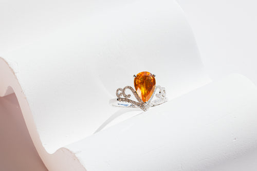 Sunset Majesty Orange Sapphire Crown Ring - 2.185ct