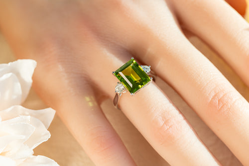 Peridot Ring - Emerald Cut