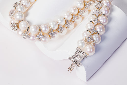 Pearl Zircon Statement Necklace