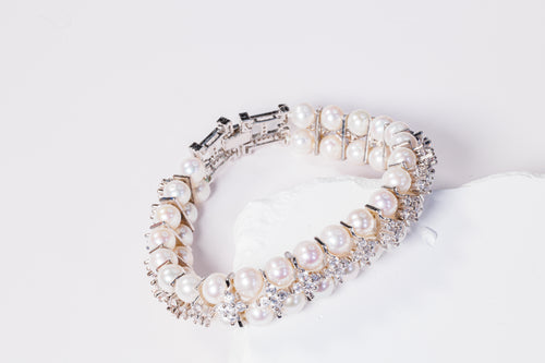 Pearl Zircon statement bracelet