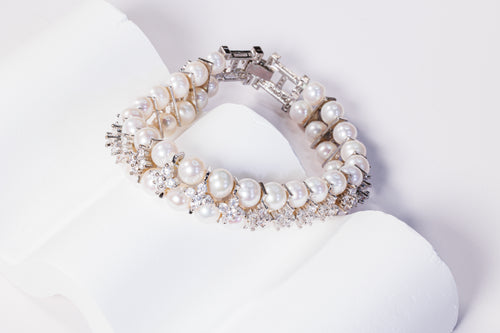 Pearl Zircon statement bracelet