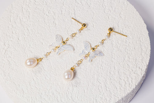 Luna Butterfly Pearl Earrings