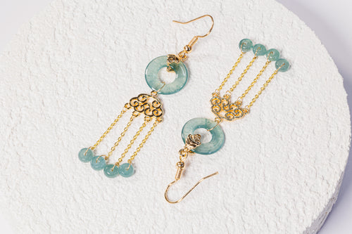 Cloud Jadeite Tassel Earrings