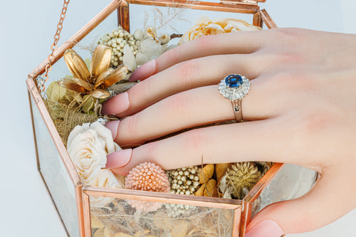 Royal Blue Sapphire and Diamond Ring