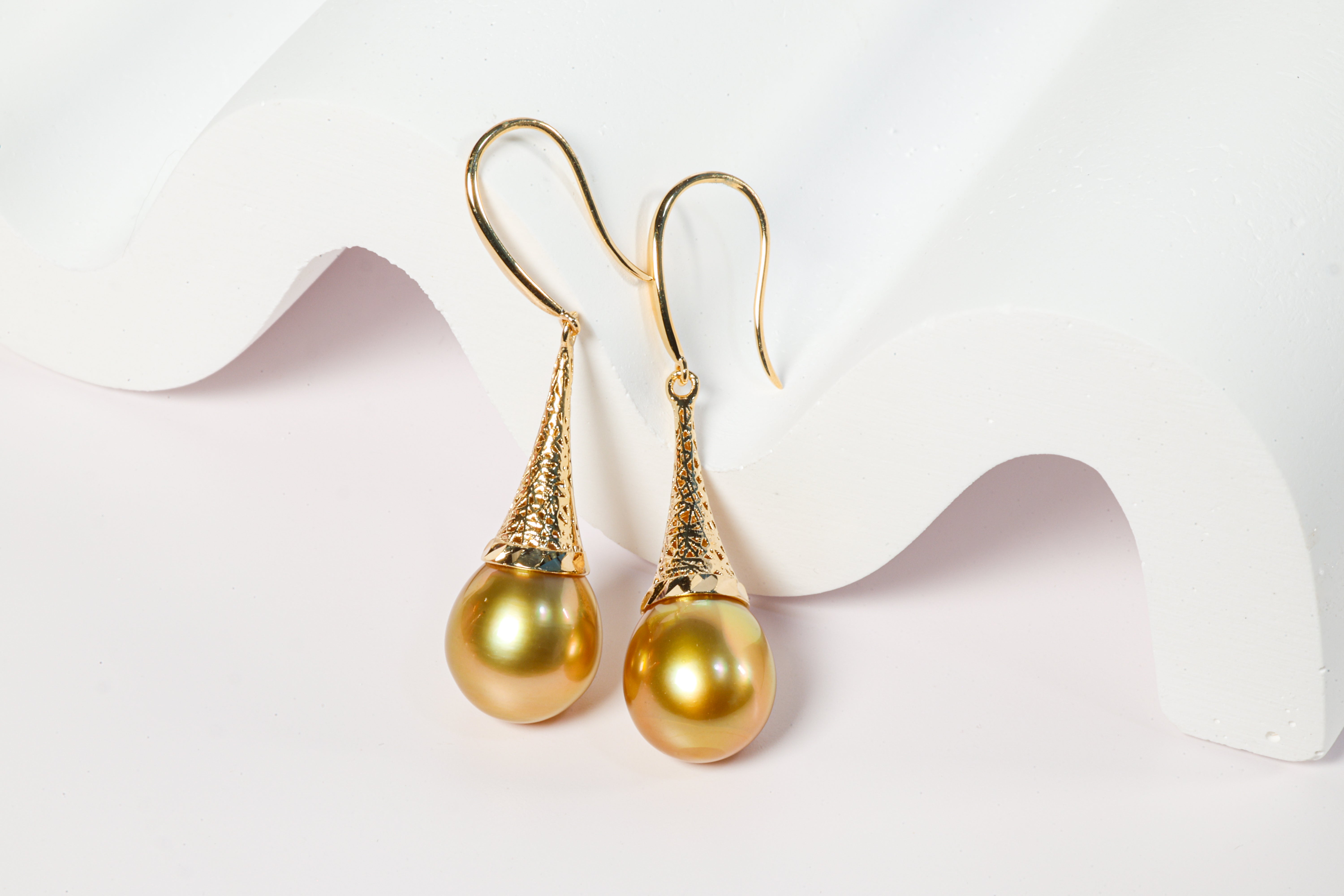 Golden South Sea Pearl Earrings authentic