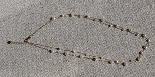 Double Layer Freshwater Pearl Necklace - 18k Gold