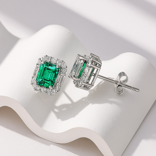 Garden Breeze - Green Moissanite Studs