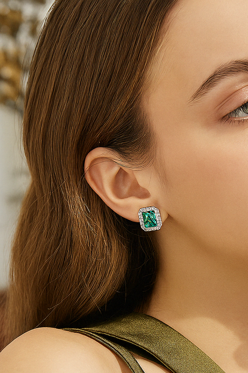 Garden Breeze - Green Moissanite Studs