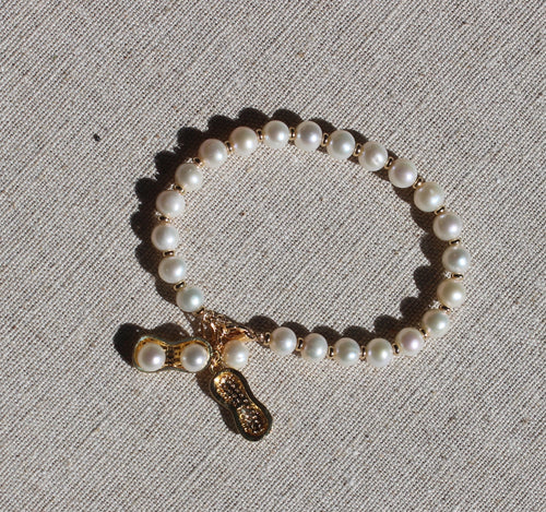 Pearl Bracelet With Peanut Pendant