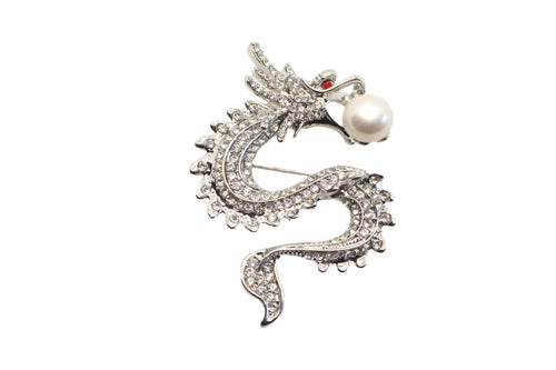 Dragon Brooch - Platinum Finish