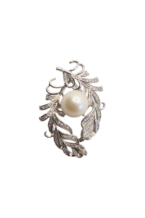 Leaves with Pearl - Brooch Necklace Two-style
