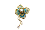 Blue Flower-shaped Brooch with Freshwater Pearl