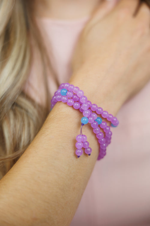 Purple Crystal Mala Bracelet