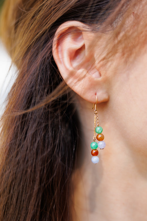 Tri-colored Jadeite Earrings