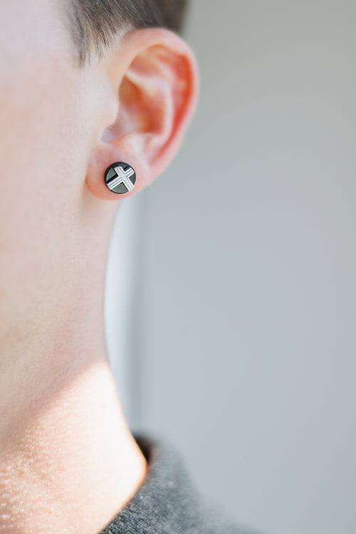 Crossroads: Silver X Black Onyx Studs