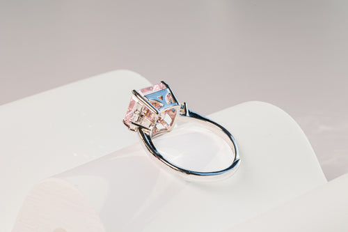 Pink Zirconia Ring - silver finish