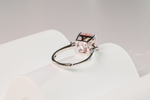 Pink Zirconia Ring - silver finish