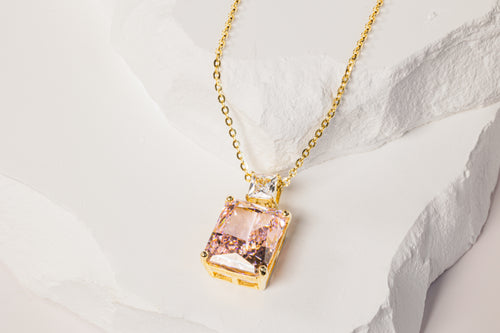 Pink Zirconia Necklace - gold finish