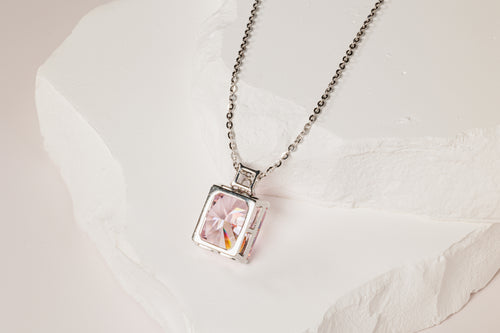 Pink Zirconia Necklace - Silver Finish