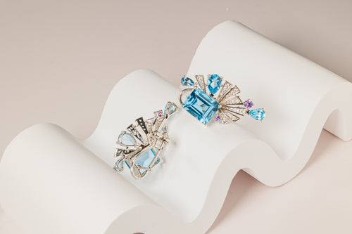 Blue Topaz Statement Earrings